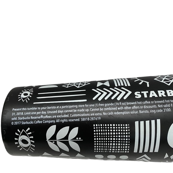 Starbucks 2017/2018 Stainless Steel Insulated Promotional Refill Tumbler Symbols - Picture 3 of 15